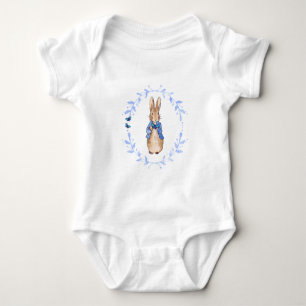 Peter the Rabbit Holding a Blue Butterfly   Baby Bodysuit