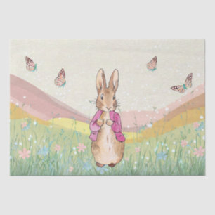 Peter the rabbit in a field of wildflowers tissue paper