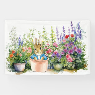 Peter the Rabbit in a garden Banner