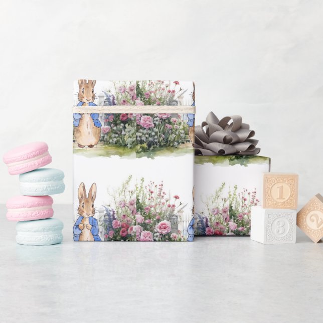 Peter the Rabbit in his garden No 2 Wrapping Paper (Baby Shower)