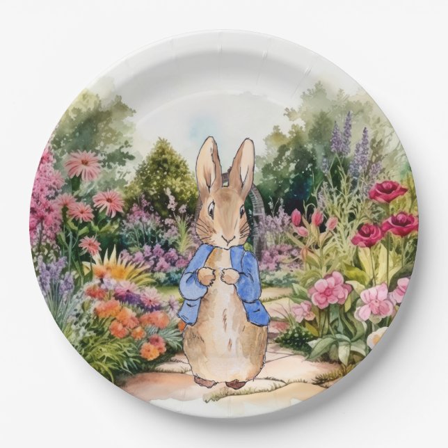 Peter the Rabbit in his garden Paper Plate (Front)