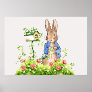 Peter the Rabbit in His Garden Poster