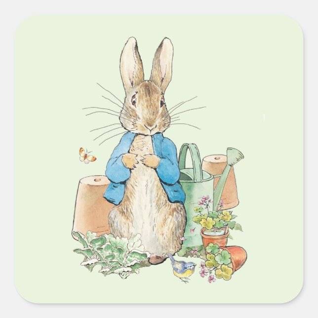  Peter the rabbit in his garden Square Sticker (Front)