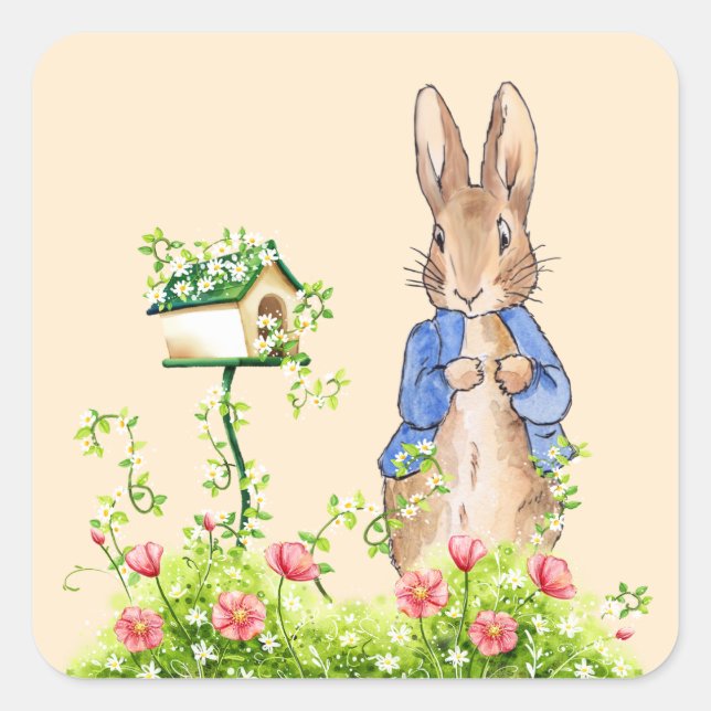 Peter the Rabbit in His Garden   Square Sticker (Front)
