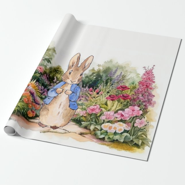 Peter the Rabbit in his garden Wrapping Paper (Unrolled)