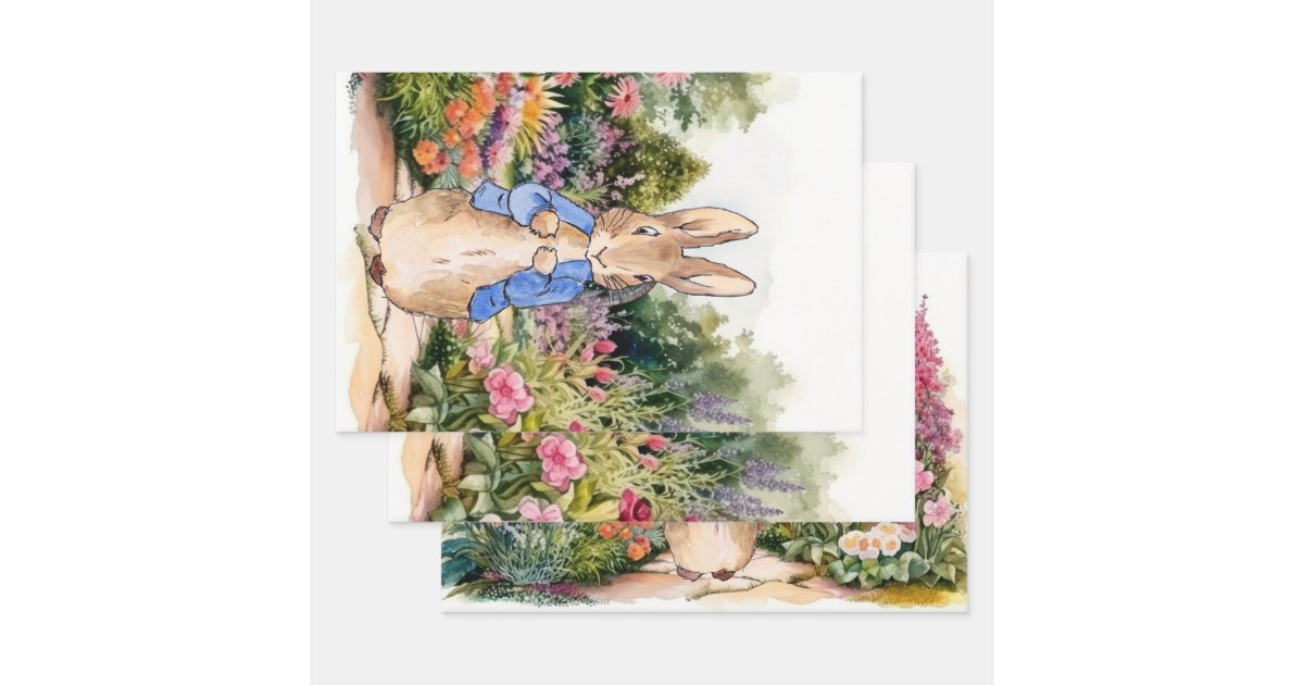Peter the Rabbit in his garden Wrapping Paper Sheet | Zazzle