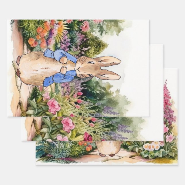 Peter the Rabbit in his garden  Wrapping Paper Sheet (Set)