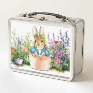 Peter the Rabbit in pot plant in his garden Metal Lunch Box