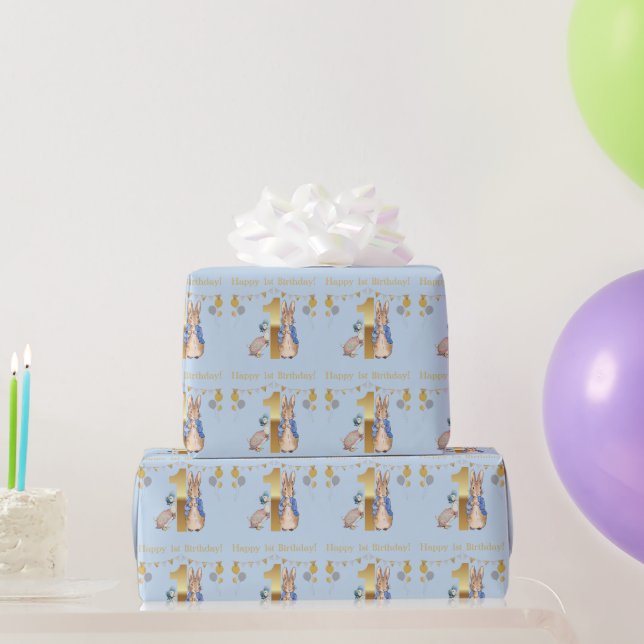 Peter the Rabbit & Jemima 1st Happy Birthday  Wrapping Paper (Party Gifts)