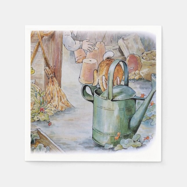 Peter the Rabbit Jumping into a Watering Can   Napkin (Front)