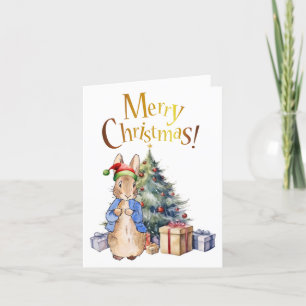 Peter the Rabbit Merry Christmas Tree Holiday Card