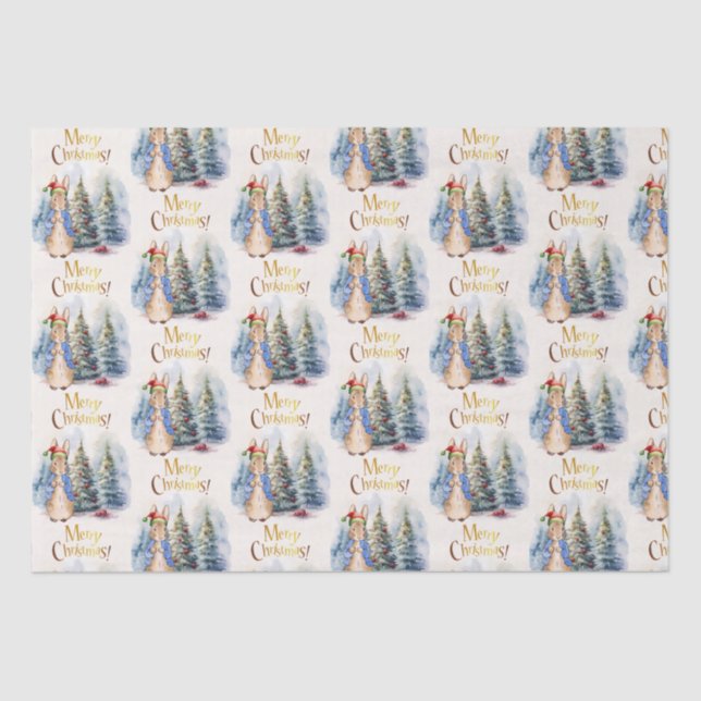 Peter the Rabbit Merry Christmas Tree Tissue Paper (Front)