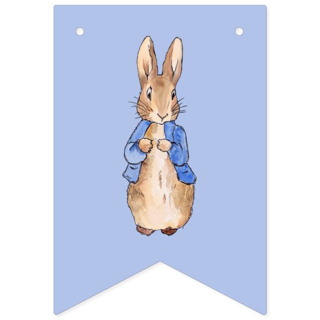 Peter the Rabbit on Blue Background  Bunting (First Flag)