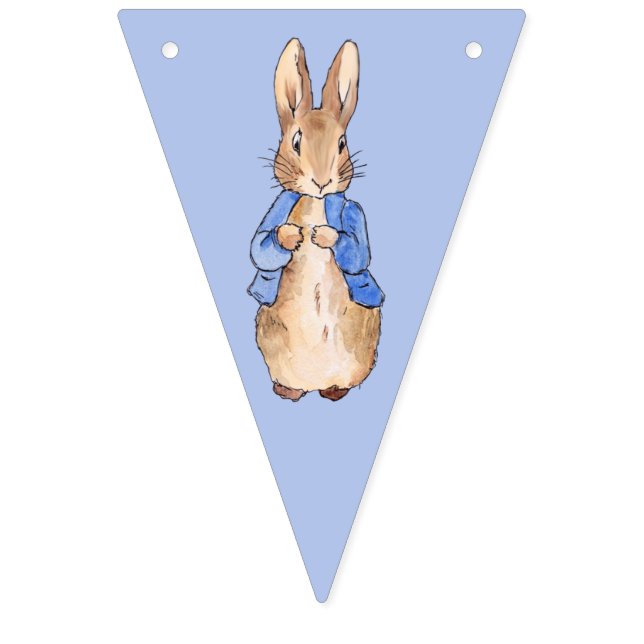 Peter the Rabbit on blue background Bunting (First Flag)
