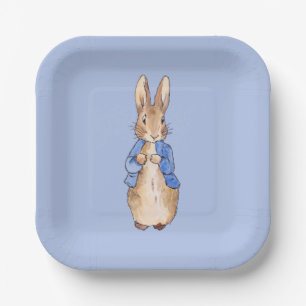 Peter the Rabbit on Blue Background Paper Plate