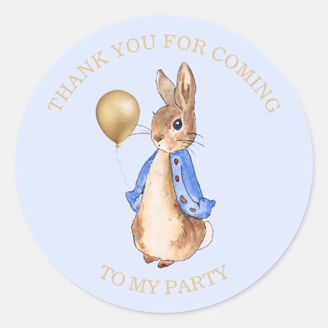 Peter the Rabbit pastel blue background  Classic Round Sticker (Front)