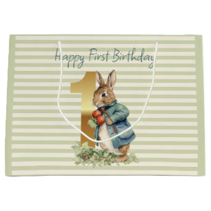 Peter the Rabbit picking vegetables First Birthday Large Gift Bag