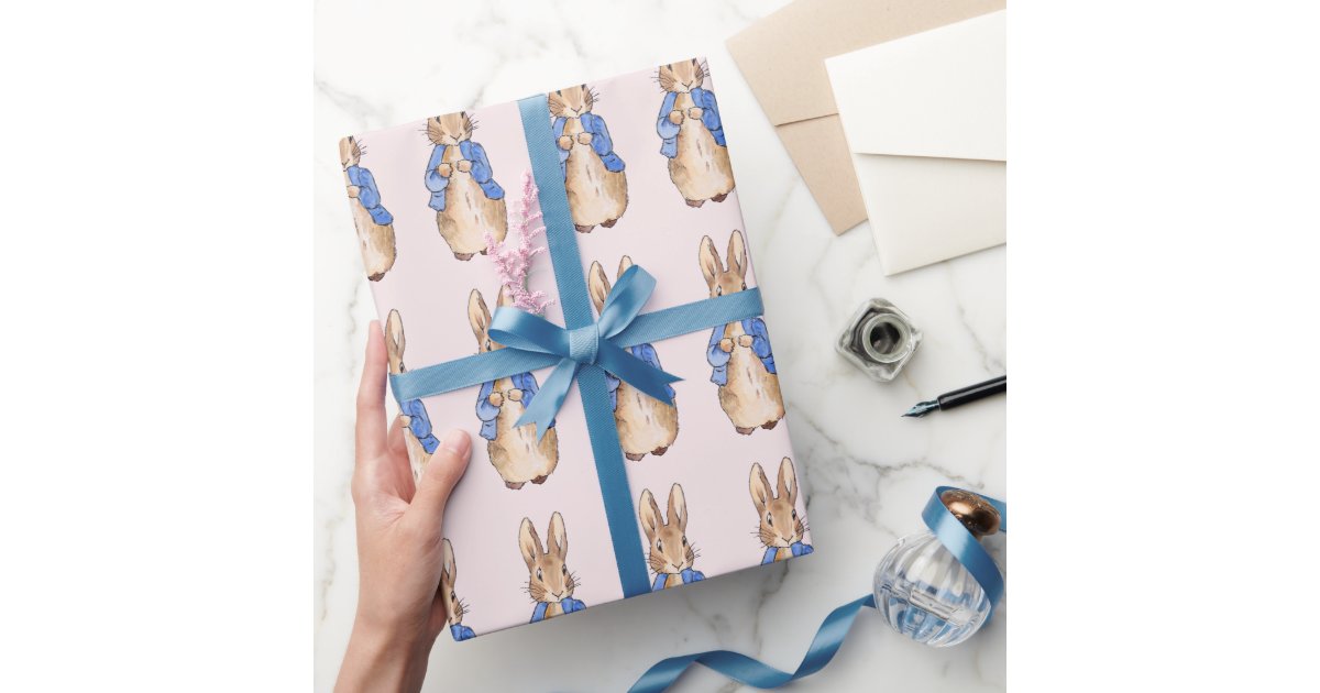 Peter the Rabbit Pink Background Wrapping Paper | Zazzle
