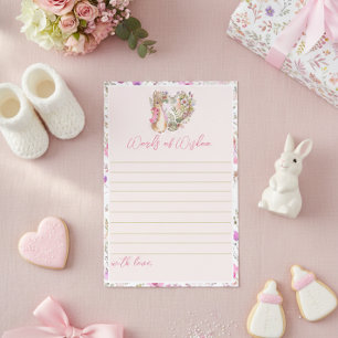 Peter the Rabbit Pink Floral Baby Shower Advice