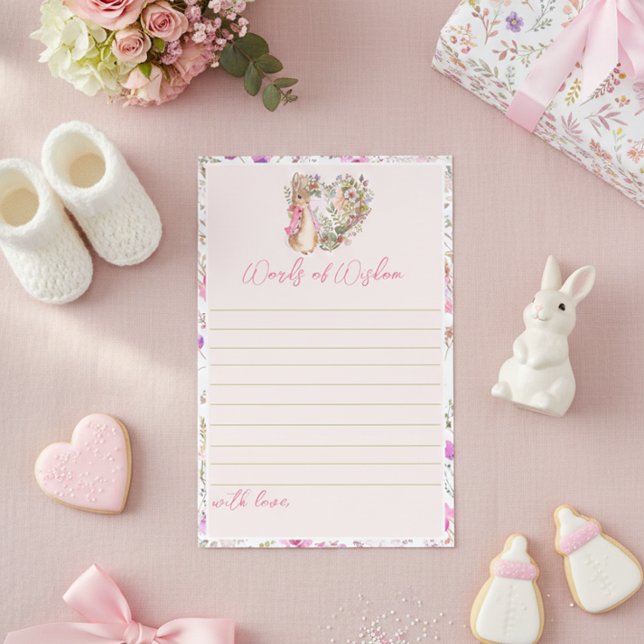 Peter the Rabbit Pink Floral Baby Shower Advice (Creator Uploaded)