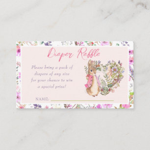 Peter the Rabbit Pink Floral Girl Baby Shower Enc Enclosure Card