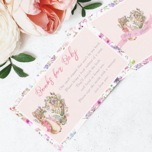 Peter the Rabbit Pink Floral Girl Baby Shower Enclosure Card