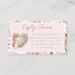 Peter the Rabbit Pink Floral Girl Baby Shower Enclosure Card