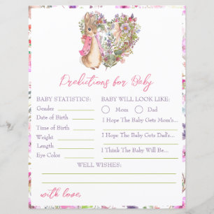 Peter the Rabbit Pink Floral Girl Baby Shower Game