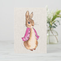 Peter the Rabbit pink jacket beige linen texture