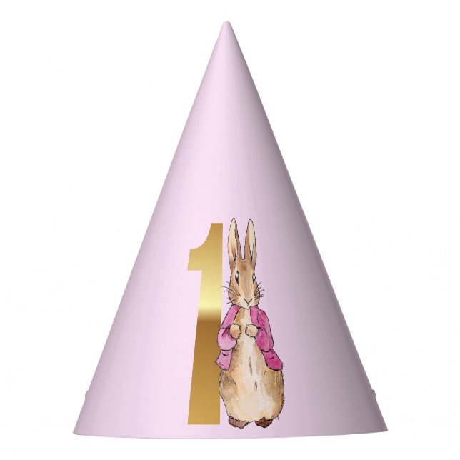 Peter the Rabbit Pink Jacket First Birthday Party Hat (Front)