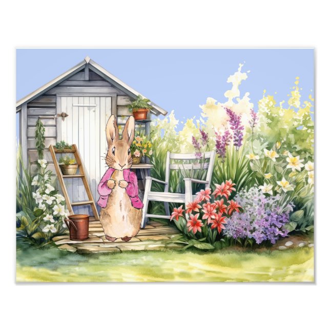 Peter the Rabbit Pink Jacket Garden Shed Photo Print (Front)