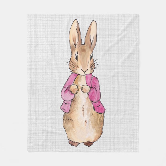 Peter the Rabbit Pink Jacket Gray Linen    Fleece Blanket (Front)