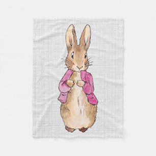 Peter the Rabbit Pink Jacket Grey Linen    Fleece Blanket