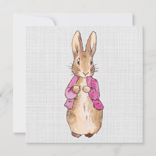 Peter the Rabbit Pink Jacket Grey Linen    Thank You Card (Front)