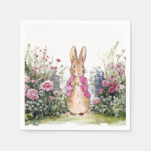 Peter the Rabbit Pink Jacket in his Garden Napkin