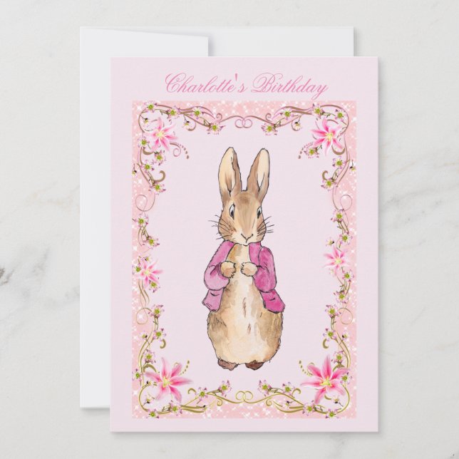 Peter the Rabbit Pink jacket   Invitation (Front)