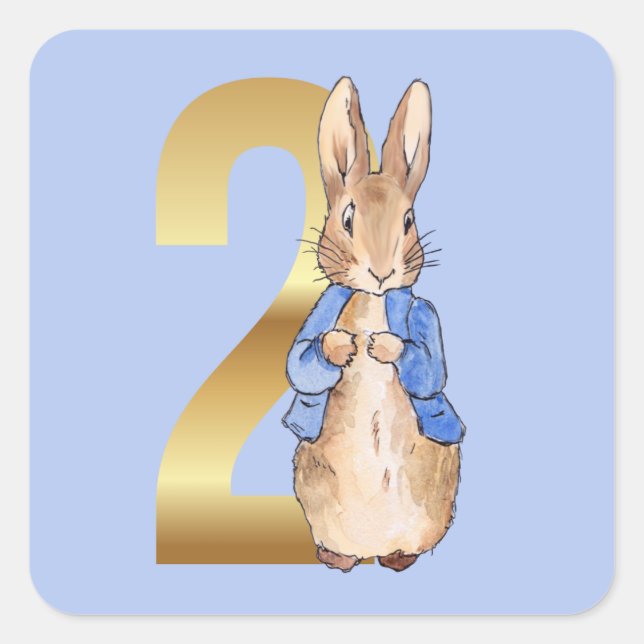 Peter the Rabbit Second Birthday Square Sticker (Front)