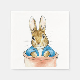 Peter the Rabbit Sitting in a Plant Pot   Napkin