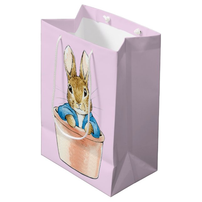 Peter the Rabbit Sitting in a Pot  Medium Gift Bag (Front Angled)