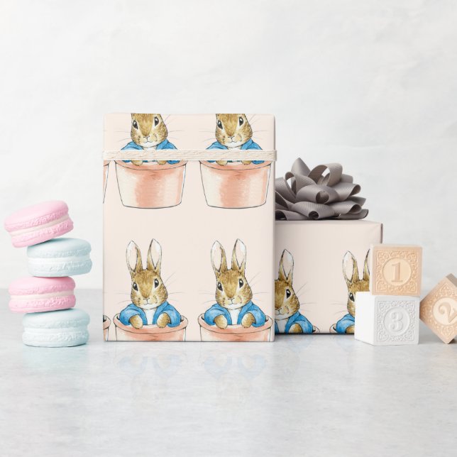 Peter the Rabbit Sitting in Plant Pot Wrapping Paper (Baby Shower)