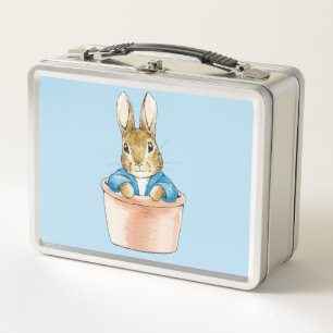 Peter the Rabbit Sitting in Pot Plant Metal Lunch Box