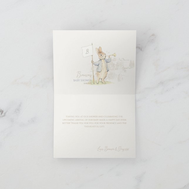 Peter the Rabbit Some Bunny Baby Shower  Thank You Card (Inside)