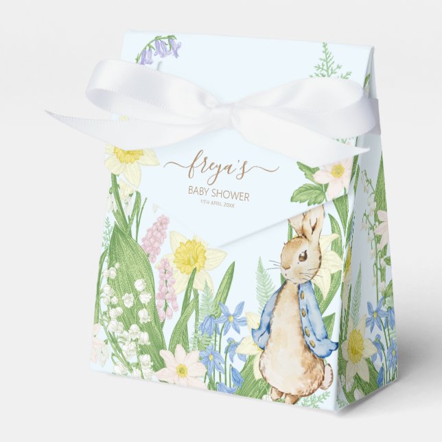 Peter the Rabbit Spring Blooms Blue Baby Shower Favour Box (Front Side)