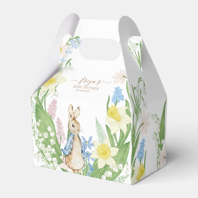 Peter the Rabbit Spring Blooms Blue Baby Shower Favour Box (Front Side)