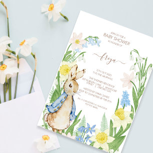 Peter the Rabbit Spring Blooms Easter Baby Shower Holiday Card