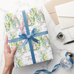 Peter the Rabbit Spring Blooms Easter Baby Shower Wrapping Paper