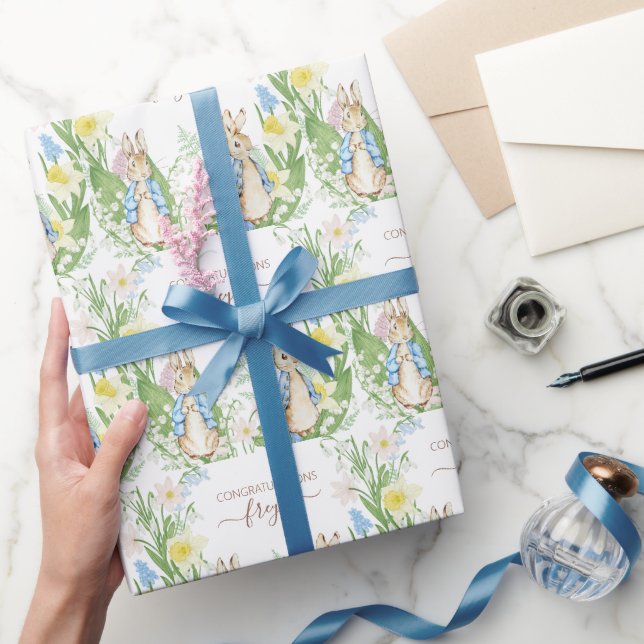 Peter the Rabbit Spring Blooms Easter Baby Shower Wrapping Paper (Gifting)