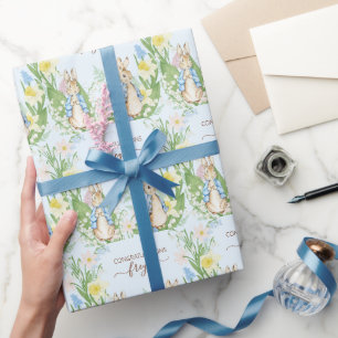 Peter the Rabbit Spring Blooms Easter Baby Shower Wrapping Paper