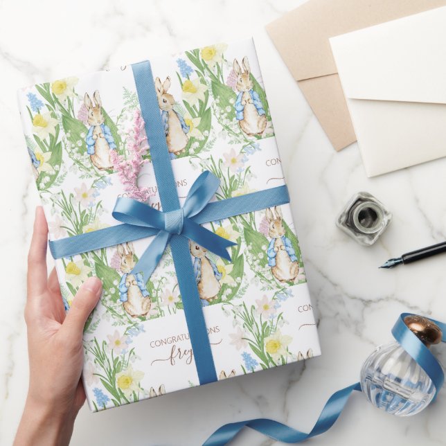 Peter the Rabbit Spring Blooms Easter Baby Shower Wrapping Paper (Gifting)