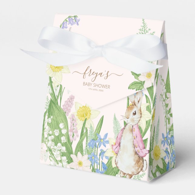 Peter the Rabbit Spring Blooms Pink Baby Shower Favour Box (Front Side)